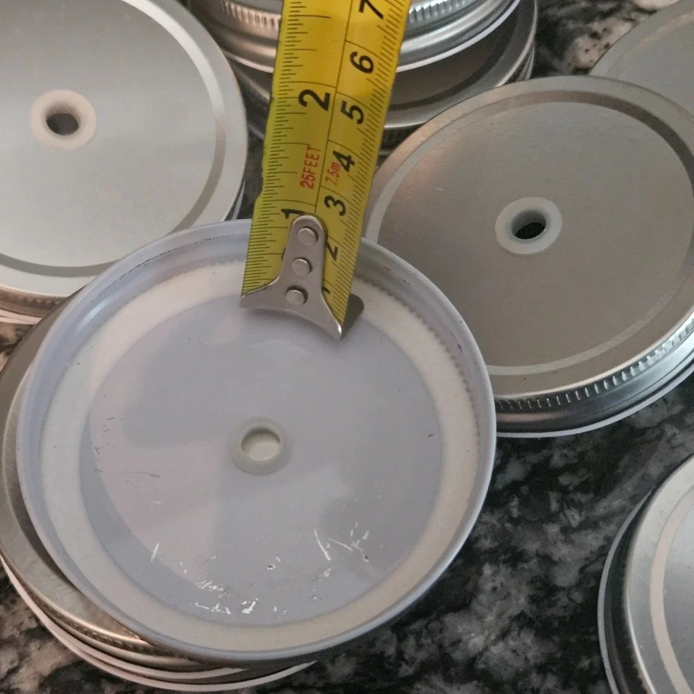 silver-colored tinplate‎ mason jar lids straw silicone center 20pcs